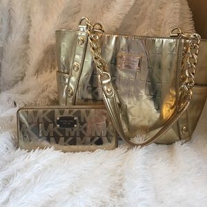 Michael Kors Gold Purse Set